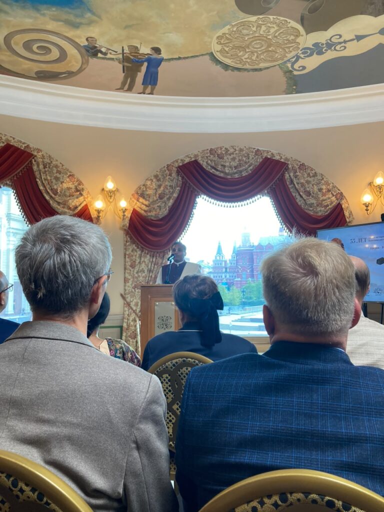 Guests seated during the ceremony program at Hotel National in Moscow